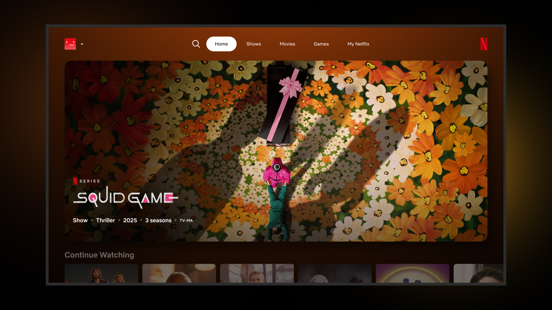 Image of the TV UI in English for Netflix