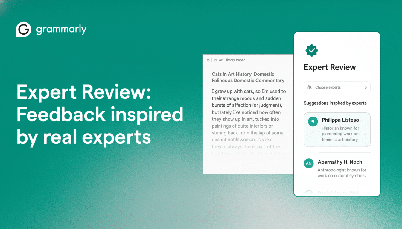 Image of the Expert Review feature in Grammarly