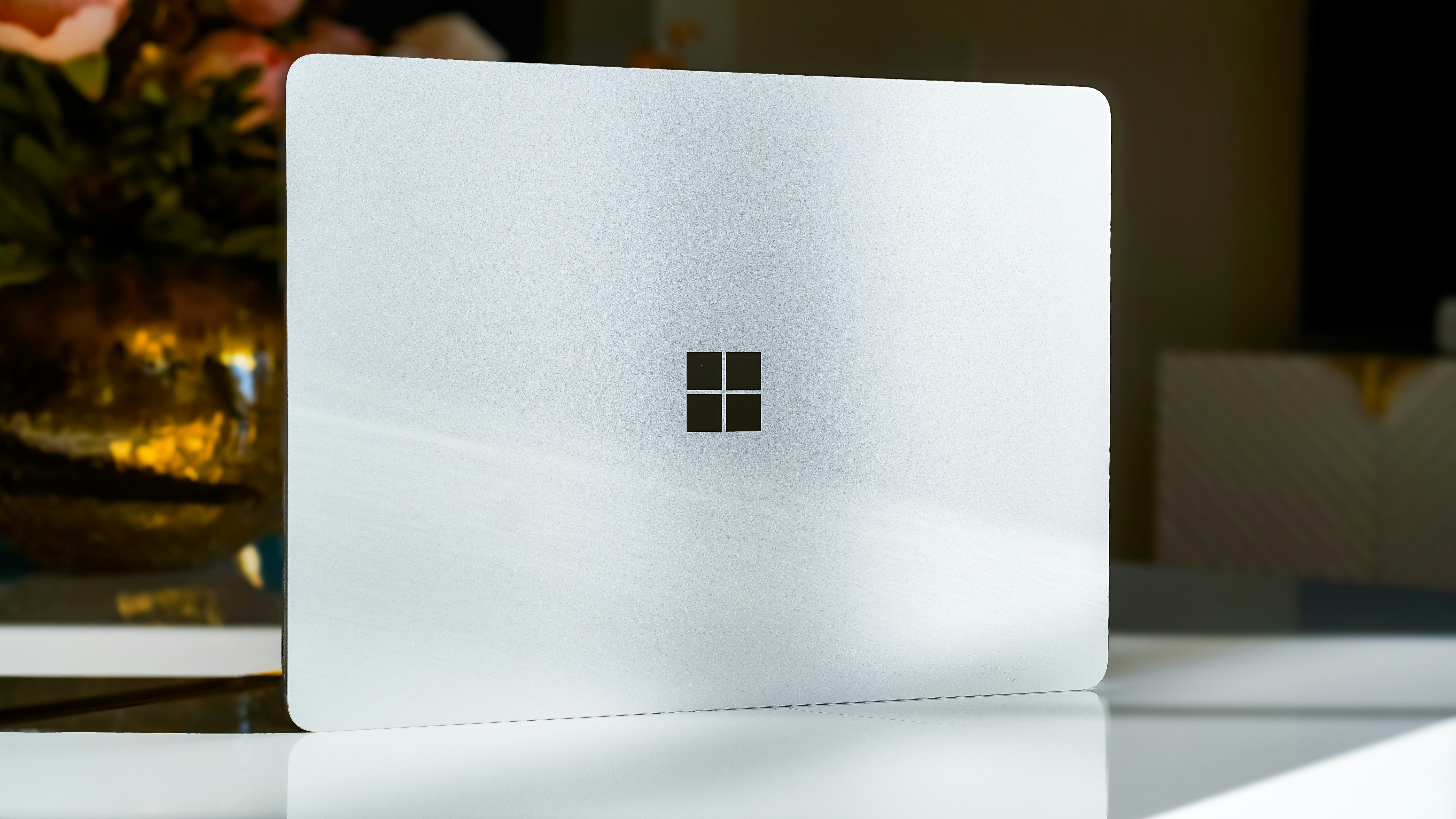 Image of the Surface Laptop showing the Microsoft logo