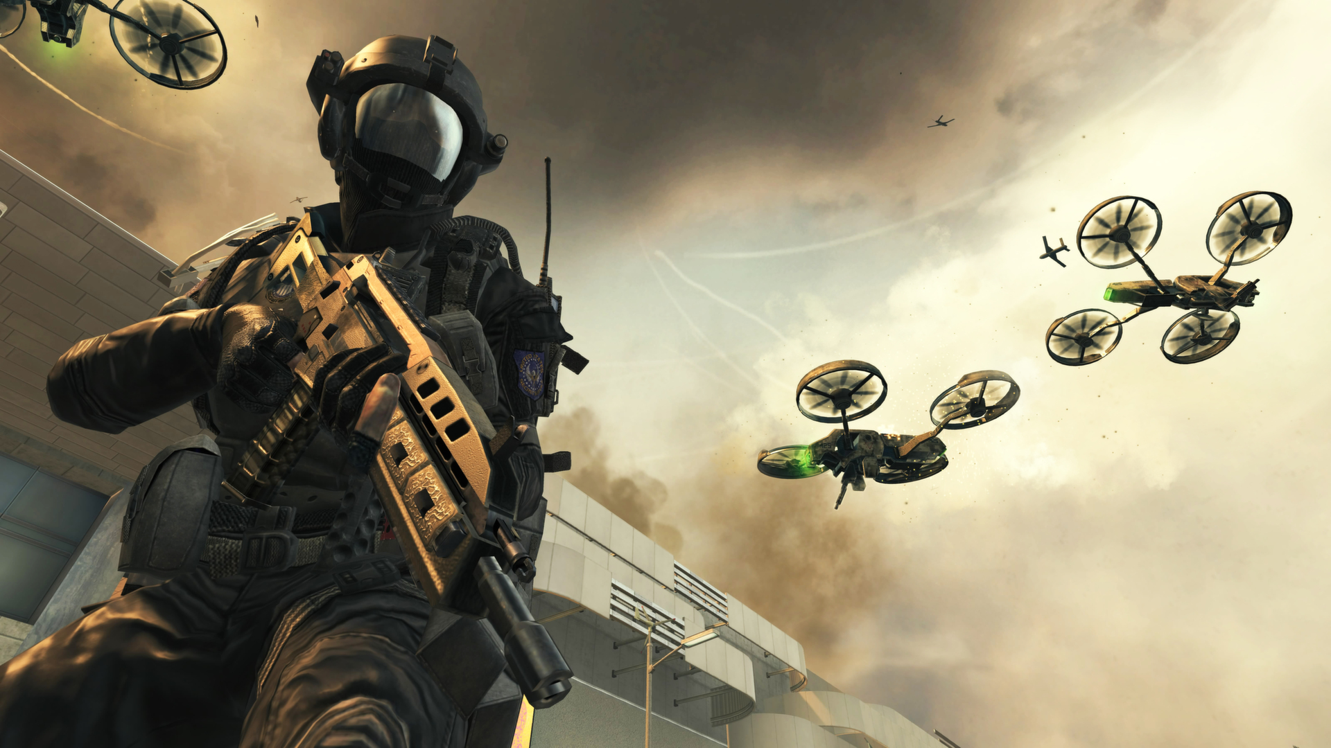A soldier holding a weapon in Call of Duty: Black Ops 2
